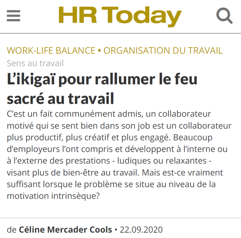 Article HR Today My ikigaï Genève